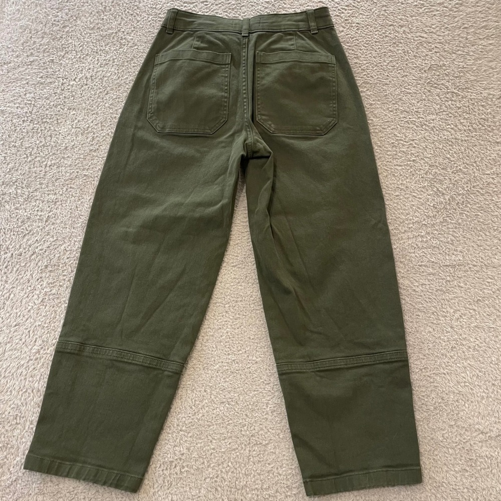 Everlane The Utility Barrel Pant Womens 4R Green High Rise Organic Cotton - Picture 6 of 13